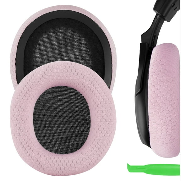 Geekria NOVA Mesh Fabric Replacement Ear Pads Compatible with Beach Stealth 400, 500X, 700X, 420X, Ear Force XO SEVEN, XP500, PX5, PX4, X42 Headphones, Ear Cushions (Pink)