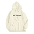 thumbnail image 4 of idosla Hoodies for Women Trendy Jesus Loves You Hoodie Oversized Long Sleeve Christian Sweatshirts Outfit (Beige, L), 4 of 7