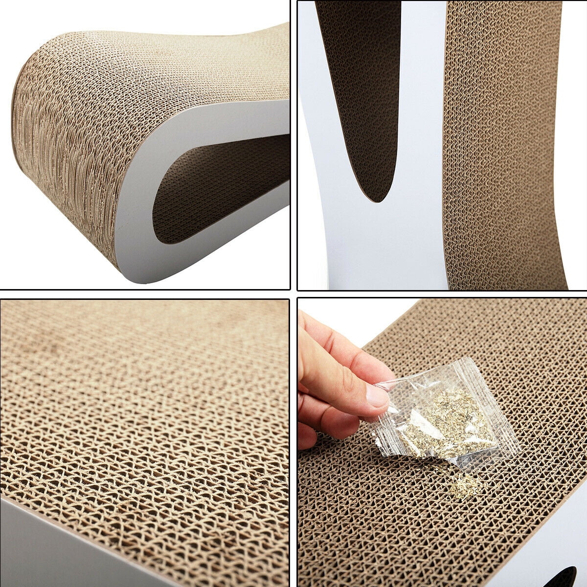 Pefilos Cat Scratching Pads, Cat Scratcher Cardboard Lounger Curved Shape Furniture Play Rest Sleep Cardboard with Catnip Toys Pefilos Cat Scratching Pads, Cat Scratcher Cardboard Lounger Curved Shape Furniture Play Rest Sleep Cardboard with Catnip Toys