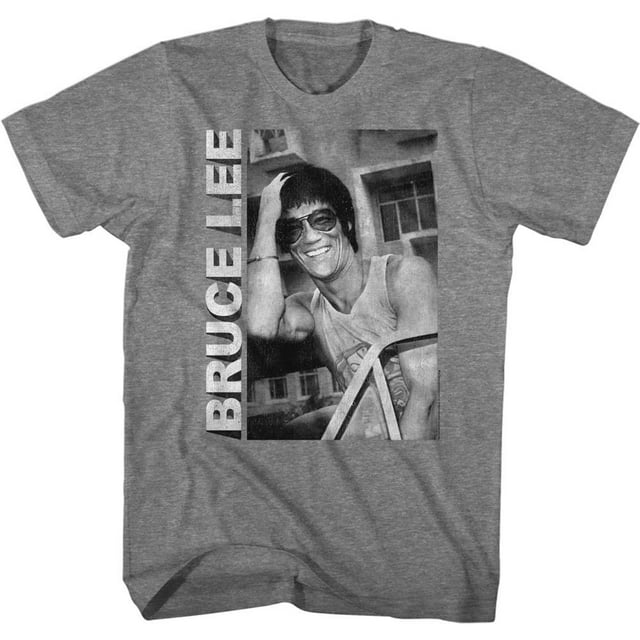 Bruce Lee T-Shirt Décontracté Souriant 2 Graphite Chiné