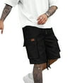 thumbnail image 4 of Zynviq Drawstring Shorts for Men Plus Size Cargo Black Twill Loose Fit Solid Multi Pocket Workwear Shorts XL, 4 of 8