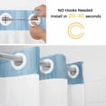 thumbnail image 5 of Light Blue Ombre Striped No Hook Shower Curtain with Snap in Liner Modern Abstract Art Waterproof Bathroom Shower Curtain with See Through Top Window for Bathtub 72" x 72", 5 of 9
