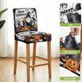 thumbnail image 4 of Gnomes Halloween Bar Stool Covers - Stretch Dining Chair Covers Set of 4, Horror Pumpkins Black Birds Trees Bar Chair Cover Removable Counter Stool Pub Chairs Slipcovers Protectors for Kitchen/Cafe, 4 of 9