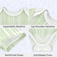 thumbnail image 3 of Light Green Stripes with White Lace Pure Cotton Bodysuit Short Sleeve Pajamas One-Piece Romper Unisex 6M, 3 of 6