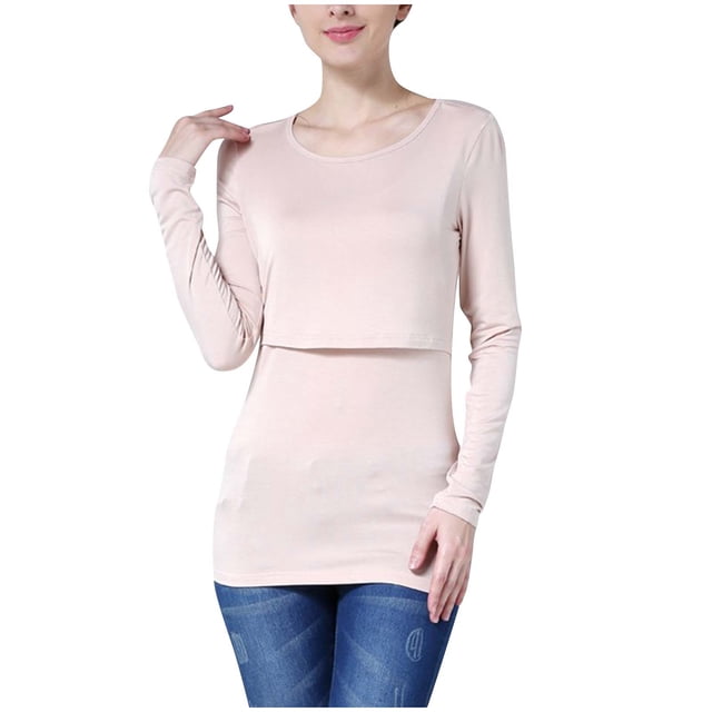 Diufon Hauts d'Allaitement pour Femmes Chemise de Maternité Douce à Manches Courtes Col Rond Vêtements de Grossesse