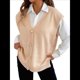 thumbnail image 3 of Chaleco de Punto Sin Mangas para Mujer, con Cuello en V, Botones, Informal, Holgado, para Otoño e Invierno. Albaricoque Talla Única, 3 of 10