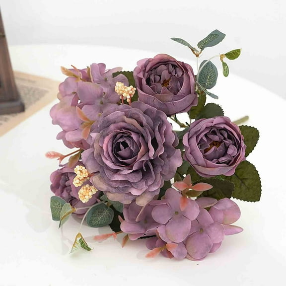 Taotanxi Artificial Flowers, Silk Peony Fake Hydrangea Flower, Faux Purple#1025 Bouquet Decor for Home Bridal Wedding Party Festival Decoration