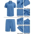 thumbnail image 4 of COOFANDY Men's Waffle Knit Polo Shirt and Shorts Set 2 Pieces Outfits Summer Suit Casual Tracksuit with Pockets, 4 of 6
