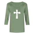 thumbnail image 5 of Yievot 3/4 Length Sleeve Womens Easter Shirts Graphic Printed Tee Loose Crew Neck Womens Tops, 5 of 5
