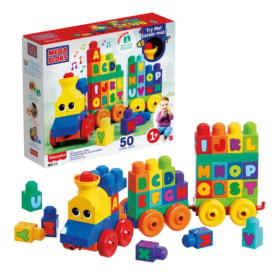 Set de Construcción Mega Bloks Fisher Price Tren ABC Musical con 50 Piezas