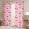 thumbnail image 2 of Homewish Girls Ribbon Bow Black Out Curtains,Cartoon Cherry Curtains Pack of 2 (42x63 Each),Pink Red Bedroom Curtains For Princess,Microfiber Bedroom Decor, 2 of 6