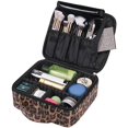 thumbnail image 2 of Bolsa de cosméticos de viaje con estampado de leopardo, de piel sintética, organizador con divisores ajustables para mujeres y niñas, 2 of 4