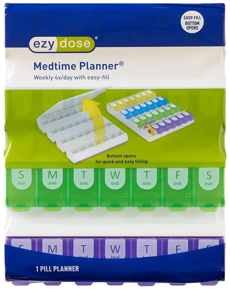 Ezy Dose Weekly 7-Day Medtime Medicine Pills Organizer, XL, 4 Pack