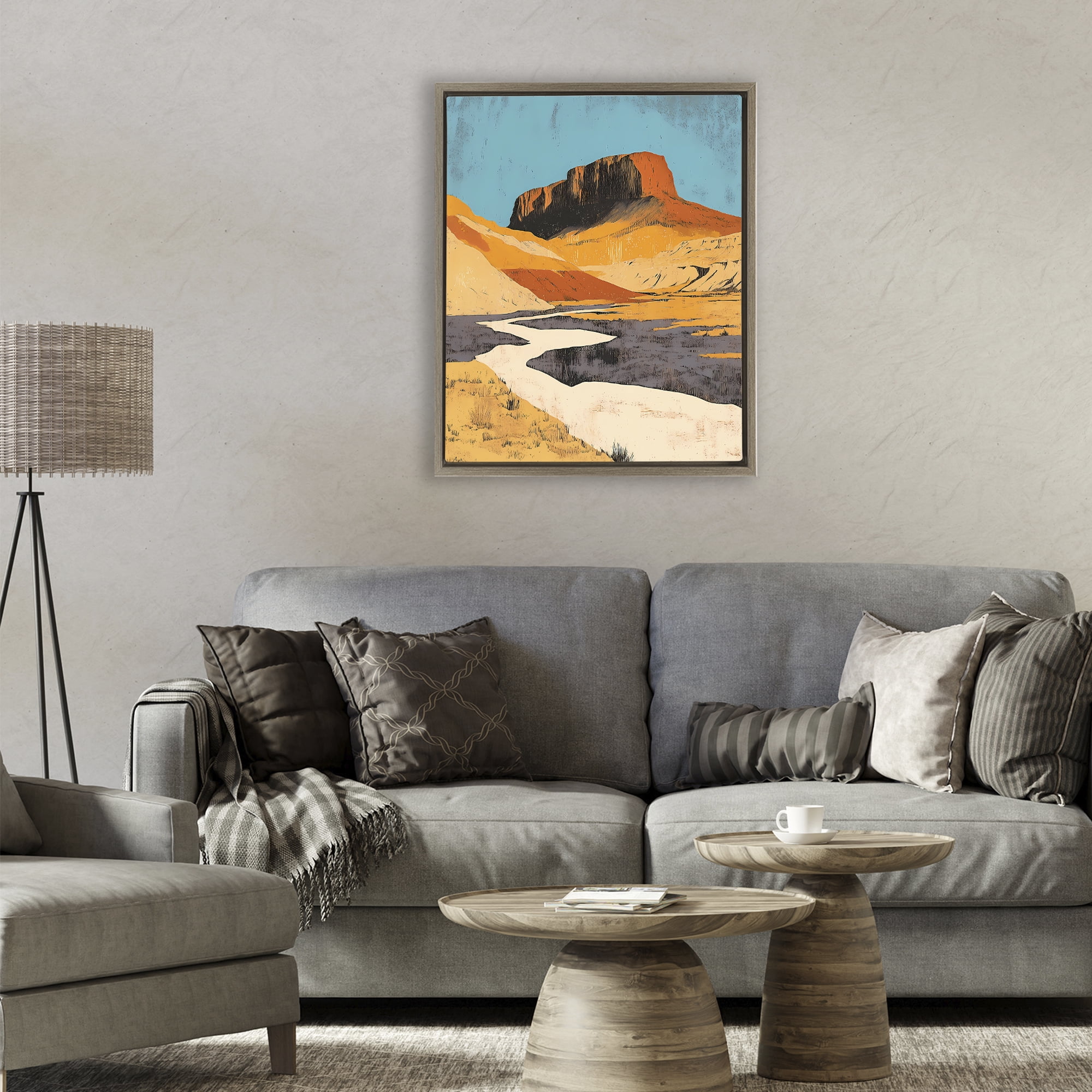 Stupell Industries Vintage Canyon Pass Brown Framed Floater Canvas Wall Art, design by Walker Noble
