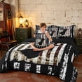 thumbnail image 3 of Manfei Vintage Moose Silhouette, USA Flag Queen Bedding, Camo Hunting Buck Bedding Comforter Set Queen, Red White Black, Black Reversible 7pcs, 3 of 6