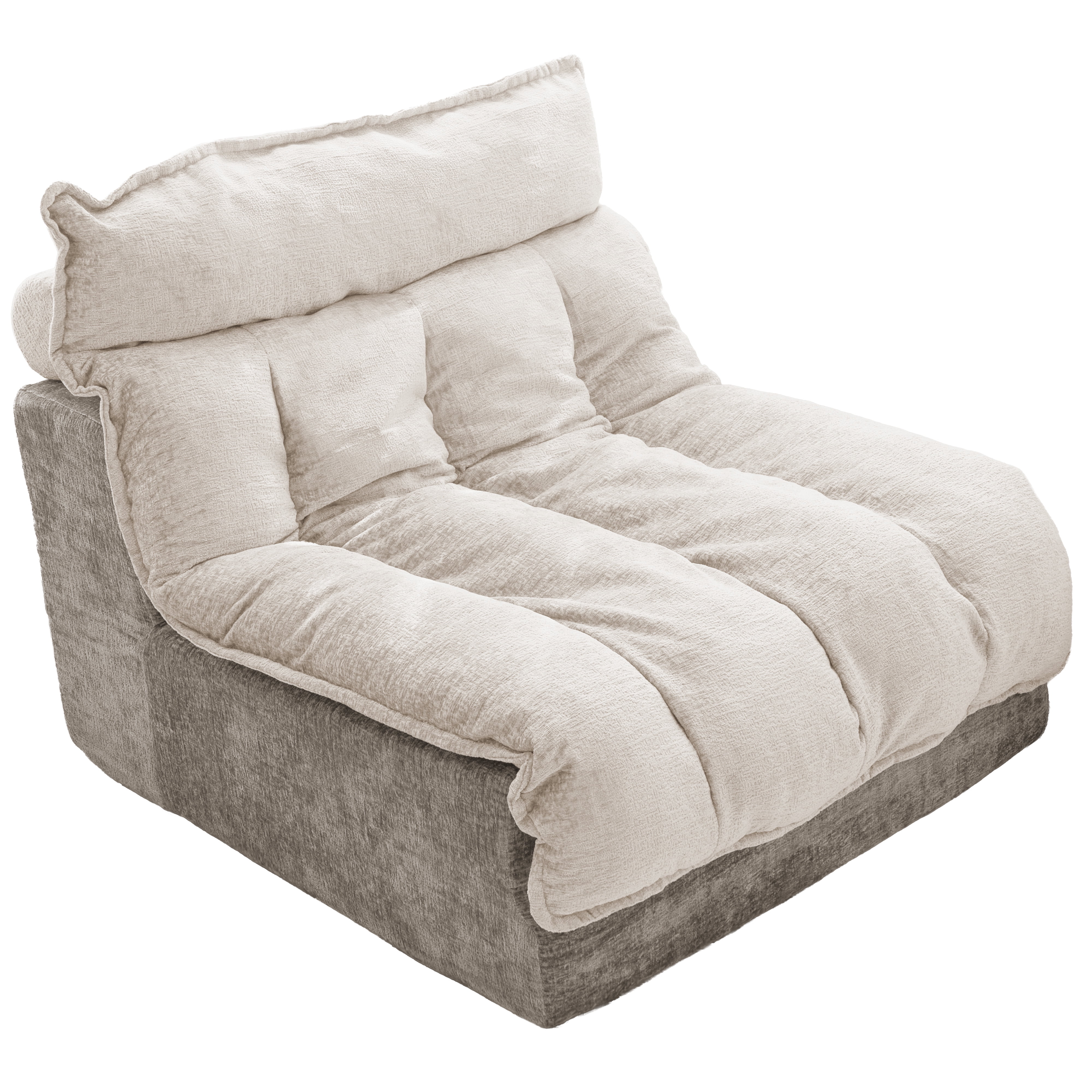 Leumius Single Cloud Sofa,Boneless Sofa Chair with Upholstered Seat Cushion,Modern Chenille Chaise Longue Chair for Living Room,Beige