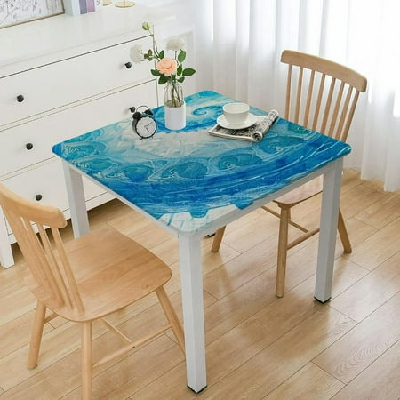 Ullo0ord Aqua Table Cover Square, Tie Dye Mandala Ombre Image Circles Home Decorative Tablecloths, Fits inch Table, Great for Home Kitchen/Parties/Holiday Dinner
