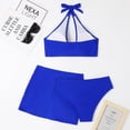 thumbnail image 6 of HAPIMO Women's 3Pc Bikini Sets Soild Color Sleeveless with Wrap Skirt Tropical Hawaii Swimsuit Trendy Bikini Summer Beach Blue L, 6 of 8