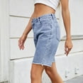 thumbnail image 5 of nerohusy Rip Denim Shorts Women Casual Summer Denim Shorts Mid Waisted Stretchy Ripped Jean Shorts with Pockets 2025 Blue,M, 5 of 8