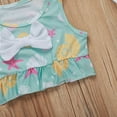 thumbnail image 6 of Fesfesfes Toddler Girls Kids Swimsuits Sleeveless Shell Print with Bow Decor Ruffle Patchwork Beach Two-Piece Swimwear Bikini Sets, 6 of 9