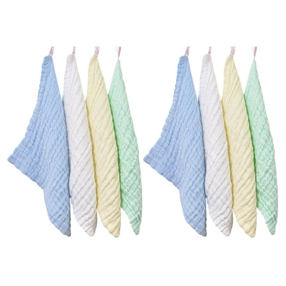 Raindrops 8Pcs Baby Square Washing Towel Cotton Soft Washcloths for Newborn Bathing and Feeding