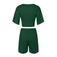 thumbnail image 4 of vigerkar Women's 2 Piece Summer Outfits Twist Front Short Flutter Sleeve Crop Top and Shorts Set AG, S, 4 of 5