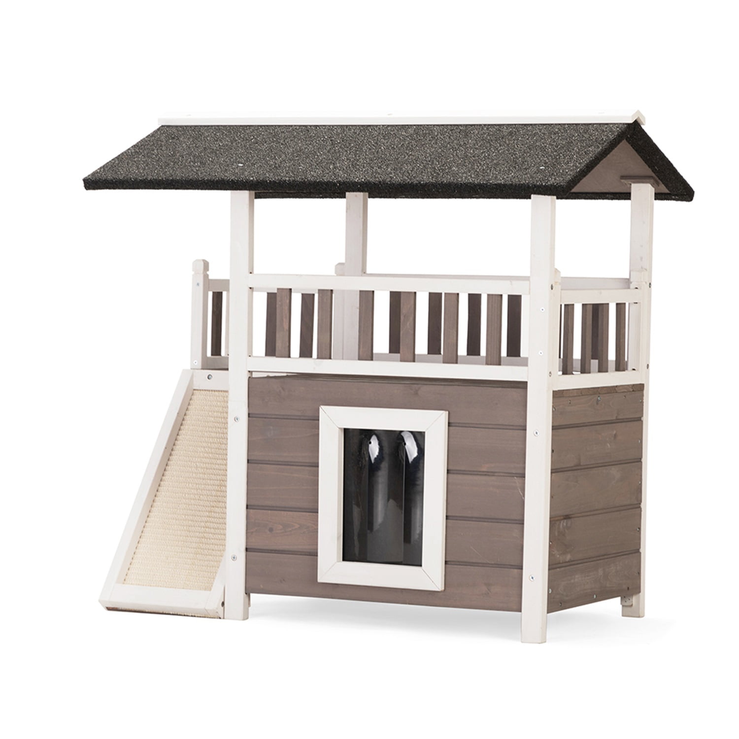 Pefilos Wooden Pet Dog House Outdoor and Indoor,Feral with Stairs for Dogs Pefilos Wooden Pet Dog House Outdoor and Indoor,Feral with Stairs for Dogs