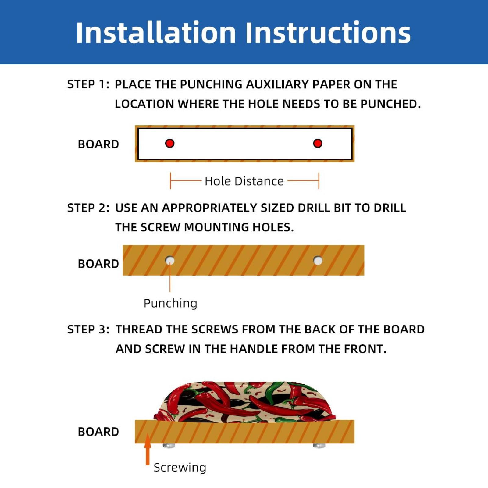 PhooArto 6 Pcs Cup Drawer Pulls, Red Hot Chili Pepper Pattern Shell Shape Handles Cabinet Knobs for Dresser Cupboard Closet Wardrobe with Screws