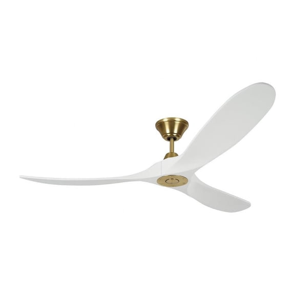 3 Blade Ceiling Fan with Handheld Control in Contemporary Style 60 inches Wide By 11.7 inches High-Burnished Brass Finish-Matte White Blade Color