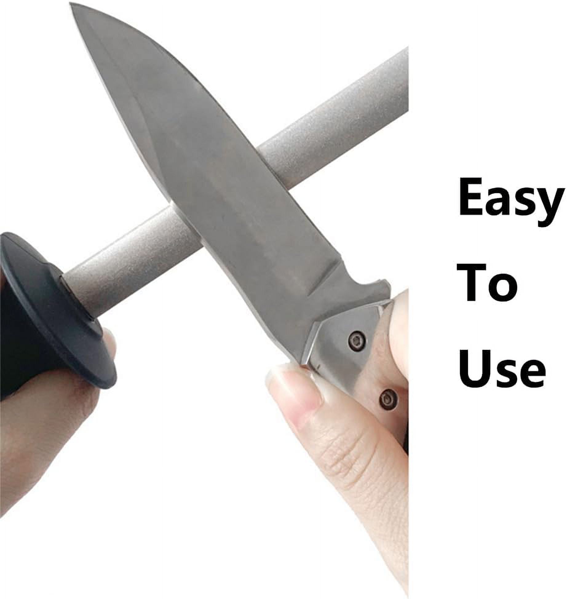 CATPAN 5 Inch Diamond Knife Sharpening Steel Rod, Professional Kitchen Diamond Knife Blade Sharpener Rod Stick, Knife Honer Steel for Honing Knife Blades, Chef Knives and Shears
