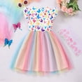 thumbnail image 4 of Robe Fille Tout-Petit Bébé Filles Été Manches Volantées Robe Décontractée Robe Princesse en Maille avec Nœud Robe pour Enfants Blanc 2 Ans-3 Ans, 4 of 4