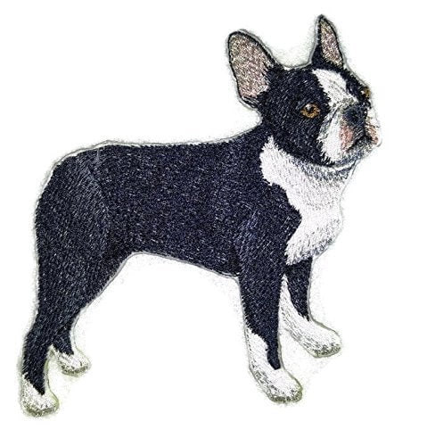 Custom Dog Portraits [Boston Terrier] Embroidery Iron On/Sew patch [4.5" x 4.5"]