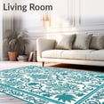 thumbnail image 2 of ODIKA 5'x7' Machine Washable Non-Slip Area Rug, Paisley Garden Trellis with Blooming Floral Clusters High Traffic Rug, Teal, 570743, 2 of 7