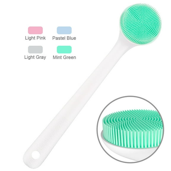 Bath Body Brush with Comfy Bristles Silicone Long Handle Gentle Exfoliation Improve Skin's Health and Beauty Wet or Dry Brushing Back Scrubber for Shower