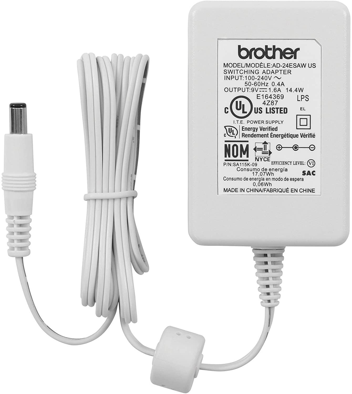 Brother Genuine AD24ESAW White AC Power Adapter for Select Brother P