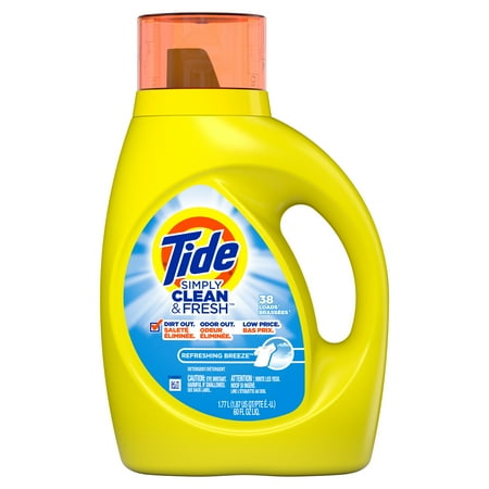 Tide Simply Clean & Fresh He Liquid Laundry Detergent, Refreshing Breeze Scent, 38 Loads 60 Oz