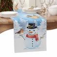 thumbnail image 6 of Blue Christmas Snowman Cotton Linen Table Runner for Dining Kitchen, Xmas Tree Birds Wedding Outdoor Party Tablerunners Decoration, Dresser Scarf Coffee Tablecloth Runners 13x120 Inches, 6 of 9