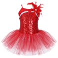 thumbnail image 1 of Children Girls Ballet Dance Gymnastics Tutu Dress Ballerina Stage Show Dancewear Sleeveless Feather Shiny Sequin Leotard Dress6 Gong Bohan LED, 1 of 2