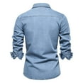 thumbnail image 4 of DPTALR Men's Loose Denim Workwear Jacket Long Sleeve Hooded Casual Style,Light Blue, XL, 4 of 9