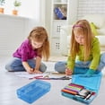 thumbnail image 3 of Bxaolu Pencil Box, Large Capacity Clear Pencil Case, 2 Pack Hard Pencil Case, Clear Crayon Box with Snap-tight Lid, Stackable Design, Plastic Storage Box for Home Office Supplies, Blue, 3 of 6