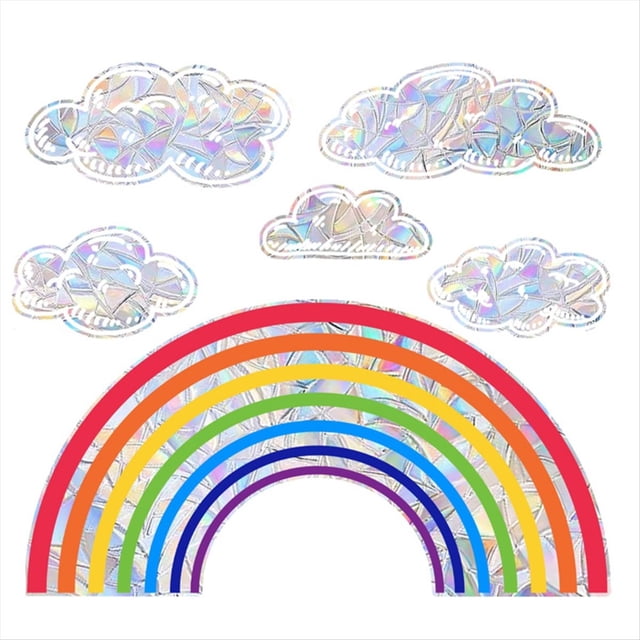 Pegatinas de Nubes Arcoíris para Ventanas, Atrapasoles con Prismas de Acuarela, Vinilos Anticolisión para Ventanas de Vidrio.