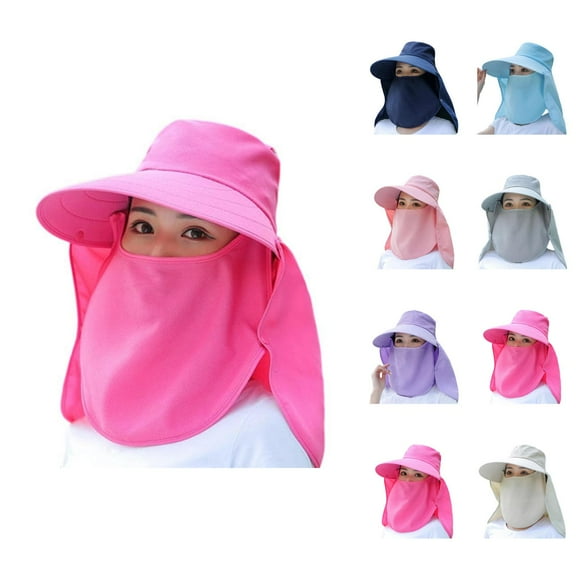 Face Cover Sun Hats for Women – UV Protection Wide Brim Hat with Mask, Foldable Travel Hat for Gardening, Pool, Beach, and Hiking