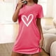 thumbnail image 1 of Camisón corto de poliéster para mujer, talla grande, estampado de San Valentín, cuello redondo, manga corta, 1 of 4