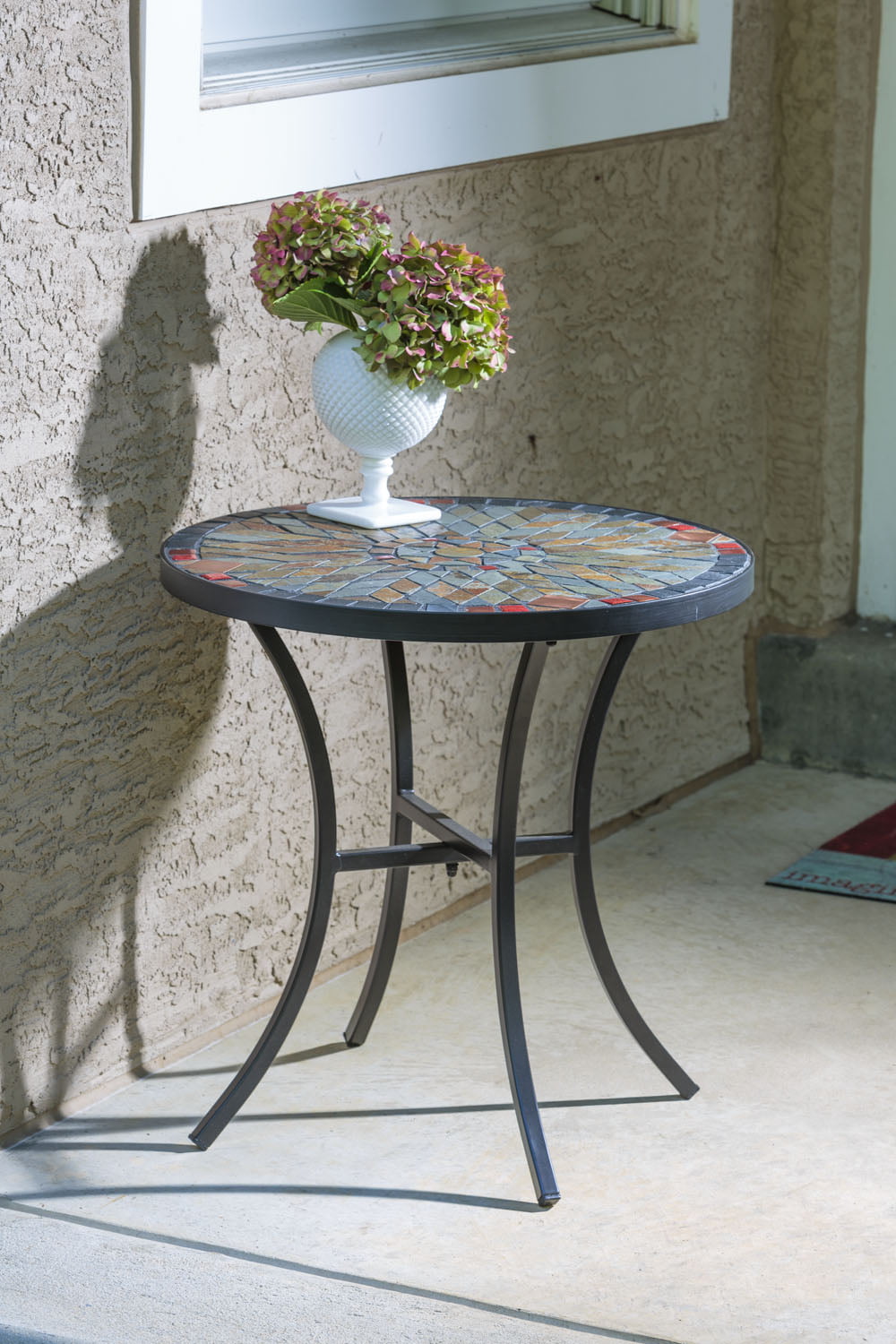 Alfresco Home Sagrada 20 Round Ceramic, Mosaic Tiles Round Outdoor Coffee Table