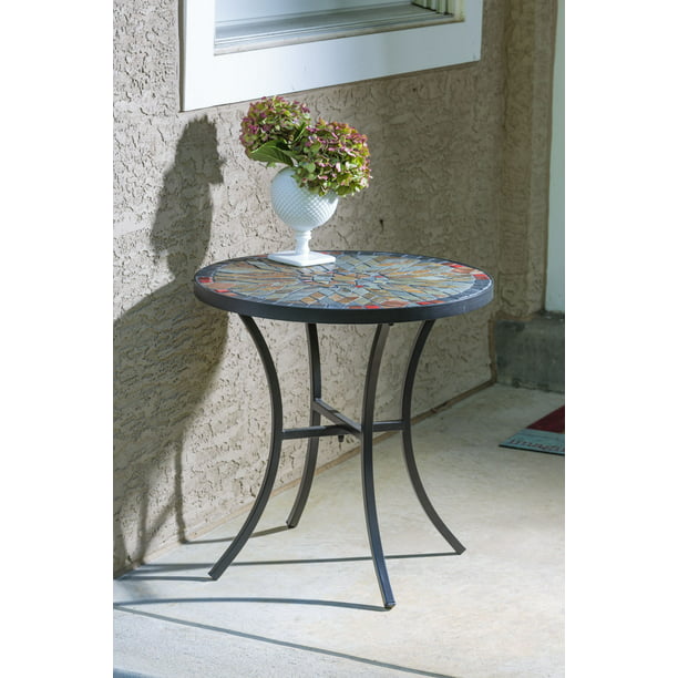 20 Round Ceramic Mosaic Outdoor, Mosaic Tile Patio Side Table