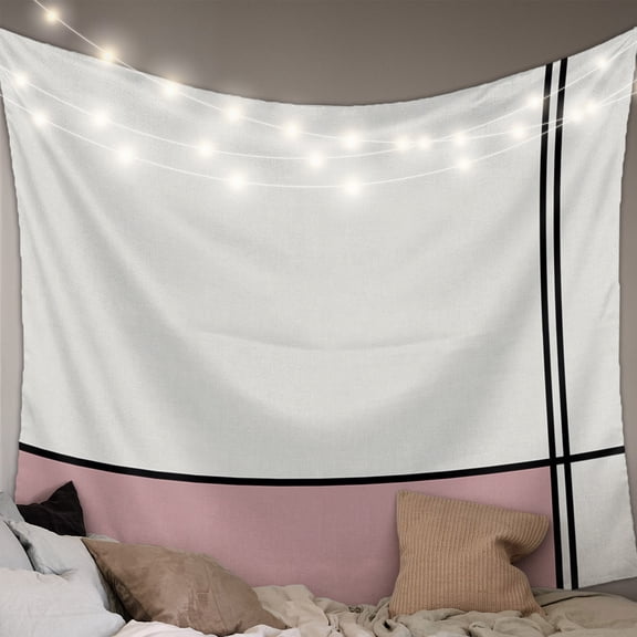 Pink Geometric Large Tapestry for Bedroom Wall Hanging Tapestry,Modern Beige Color Block Black Lines Art Ceiling Backdrop Tapestries Poster Blanket Wall Decor for Teens Room Living Room 100" x 59"