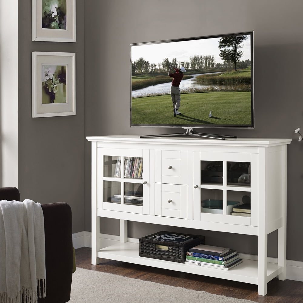 Walker Edison 52" Wood Console Table Buffet TV Stand for TV's up to 55" White