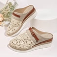 thumbnail image 6 of Samdudou Casual Shoes for Women Closed Toe Slip On Mules Intricate Crochet Mesh Upper with Buckle Strap Espadrille Sole Outdoor Walking Footwear Summer Getaways, 6 of 9