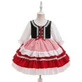 thumbnail image 6 of SuTry Girls Christmas Embroidery Long Sleeve Dress Bow Collar Holiday Party Puffed Dress Festive Performance Outfit for Kids 6 Months-3 Years(Red#3,2 Years), 6 of 9