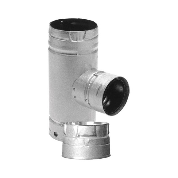 Pellet Vent DuraVent en forma de camiseta de acero galvanizado de 10,16 cm x 7,62 cm x 10,16 cm